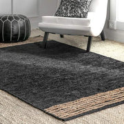 black jute rug for living area 6X8, seagrass carpet rug, jute area rug 4X6