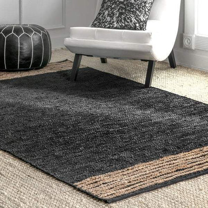 black jute rug for living area 6X8, seagrass carpet rug, jute area rug 4X6