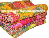 wholesale SET OF 5 kantha quilts queen kantha bedspread floral kantha blanket-Jaipur Handloom
