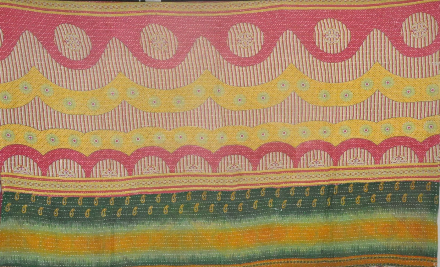 soft reversible kantha blanket