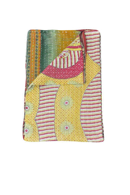 abstract pattern twin kantha quilt throw
