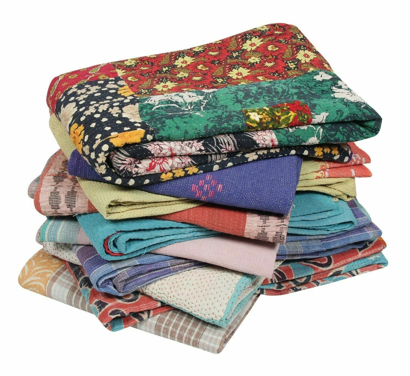 wholesale kantha quilt - set of 5 pcs indian kantha quilt vintage throw-Jaipur Handloom