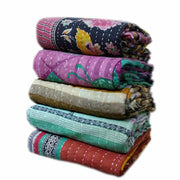 wholesale kantha throw - 10 pcs lot vintage sari kantha gudri throw ralli-Jaipur Handloom