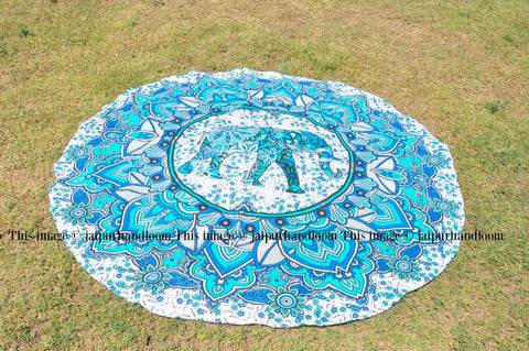 wholesale round beach towels ethnic meditation yoga mat boho cotton table cloth-Jaipur Handloom