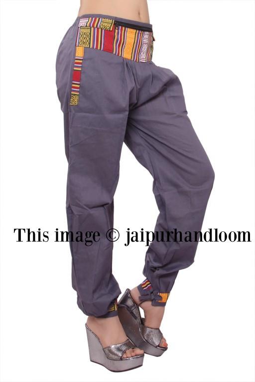 womens pants with zipper pockets bohemian yoga pants-Jaipur Handloom