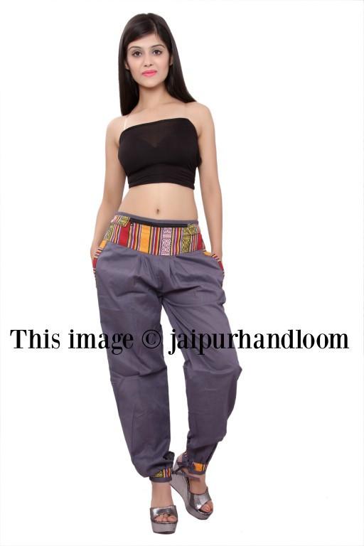 womens pants with zipper pockets bohemian yoga pants-Jaipur Handloom