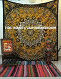 yellow star mandala dorm tapestries bohemian indian bed cover blanket-Jaipur Handloom
