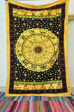 yellow zodiac tapestry dorm room tapestries wall tapestry-Jaipur Handloom