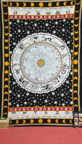 zodiac tapestry black and white-Jaipur Handloom